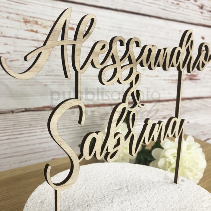 cake topper in legno per torta