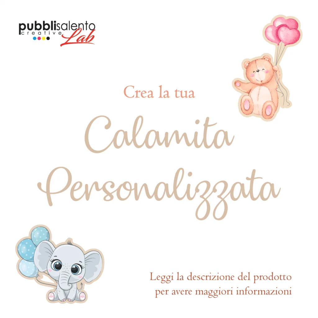 calamita personalizzata in legno o in plexiglass per idea regalo compleanno e confettate battesimo