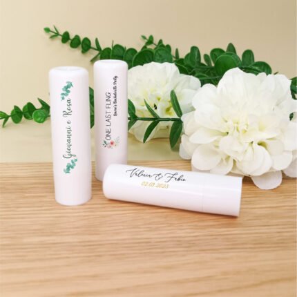 Burrocacao stick per matrimoni, gadget con stampa personalizzata a colori