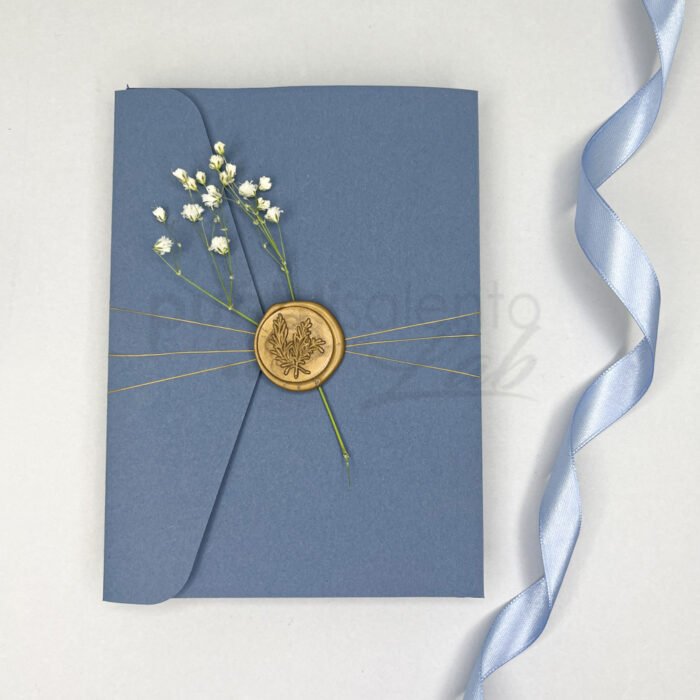 Pocket fold blu cobalto con dettagli floreali personalizzata