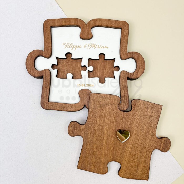 Portafedi puzzle in legno personalizzato