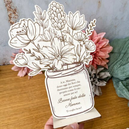 Targhetta fiori in legno personalizzata