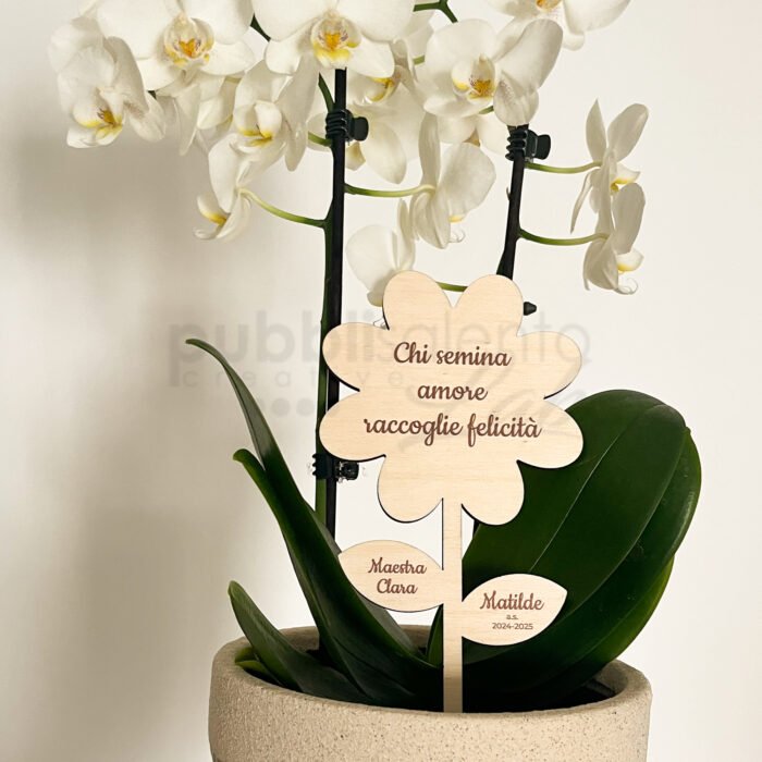 Fiore in Legno con Dedica per Maestra