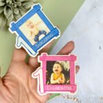 calamita in legno con foto del bambino